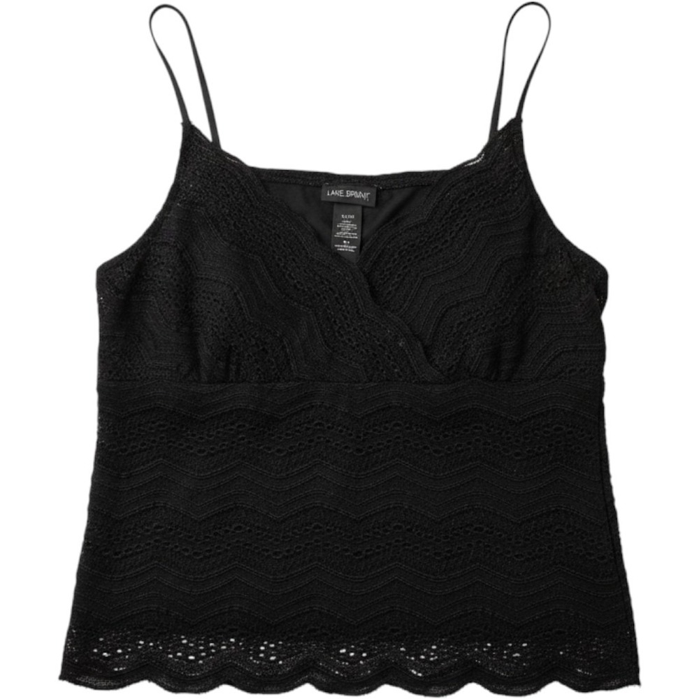 Lane Bryant Cami Top Womens 18/20 Black Metallic Lace Surplice Cami Party Goth